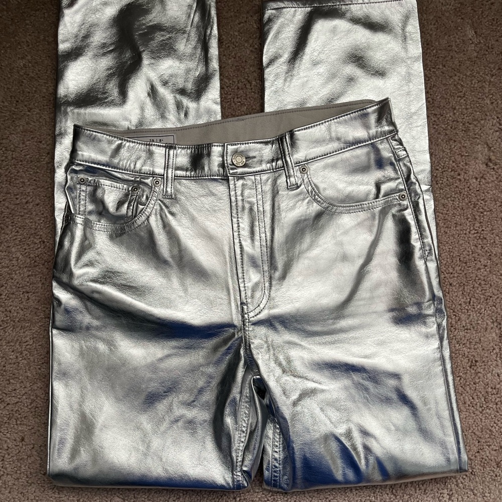 Gap - High-Waisted Metallic Silver Pants - Picture 3 of 3